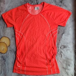 ATHLETA Finish Fast Line Tee- Neon Orange. Size Large